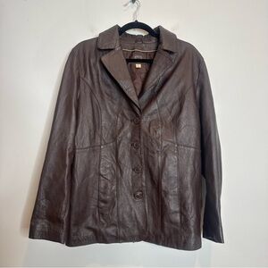 Vintage Y2K Wilson’s Leather Chocolate Brown Tailored Leather Jacket Size Large